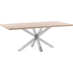 Kave Home - Argo tafel 160 cm natuurlijke melamine roestvrij benen