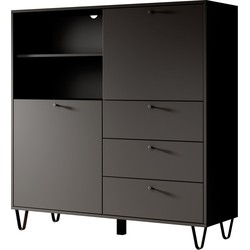 Meubella Dressoir Apula - Antraciet - 124 cm - Met lades