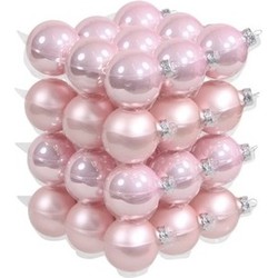 36x Glazen kerstballen mat en glans roze 6 cm - Kerstbal