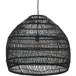 HKliving hanglamp riet handgevlochten zwart 60x60x50cm medium