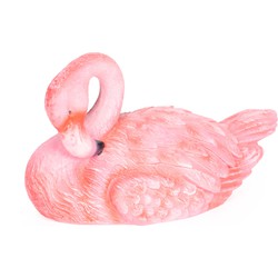 Roze Flamingo Dierenbeeld - Drijvend Tuinbeeld op Water - Kunststof - 21 x 12 x 13 cm - Tuinbeelden