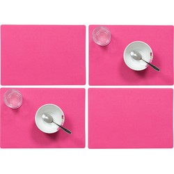 Set van 6x stuks stevige luxe Tafel placemats Plain fuchsia roze 30 x 43 cm - Placemats