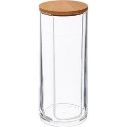 Wattenschijfjes houder/box/dispenser 7,5 x 17,5 cm van kunststof/bamboe - Opbergbox