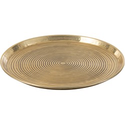 J-line - Plateau Rond Ringen Aluminium Goud Medium 45cm - 44.5x44.5x2.5cm