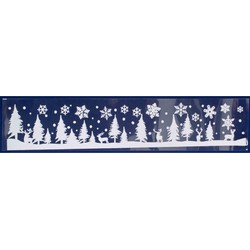 1x stuks velletjes kerst raamstickers sneeuw landschap 12,5 x 58,5 cm - Feeststickers