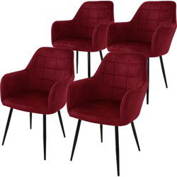 Set van 2 eetkamerstoelen, Bordeaux, met rugleuning en armleuningen