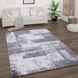 Laagpolig Vloerkleed Bareta - Modern - Geblokt - Grijs - 80x300 cm