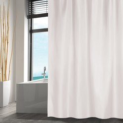 MSV Douchegordijn met ringen - wit - polyester - 180 x 200 cm - Douchegordijnen
