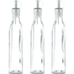 Zeller Azijnfles of Oliefles - 3x - glas - 270 ml - schenktuit - Olie- en azijnstellen