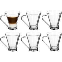 Alessandro Koffieglazen - 6 stuks - 200 ml - cappuccino glas - RVS oor - Koffie- en theeglazen