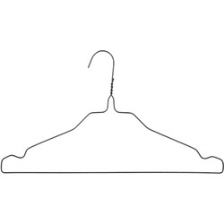 5Five Kledinghangers - 25x stuks - metaal - zwart - 40 x 20 cm - Kledinghangers