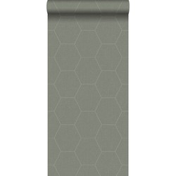 Walls4You behang hexagon groen grijs - 0,53 x 10,05 m - 935345