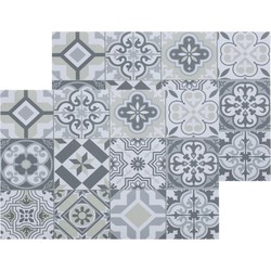 Set van 4x stuks rechthoekige placemats mozaiek grijs vinyl 45 x 30 cm - Placemats