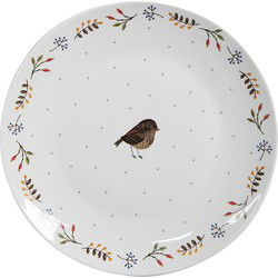 Clayre & Eef Ontbijtbord  Ø 20 cm Wit Keramiek Vogel