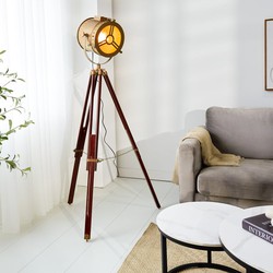 Industriële vloerlamp Finn brons driepoot