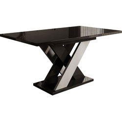 Meubella - Eetkamertafel Xandra - Zwart hoogglans - 160 cm - Uitschuifbaar