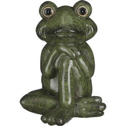 Kikker beeldje - keramiek mosgroen - 17 cm - zittend - decoratie - Beeldjes