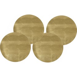 4x stuks ronde placemats goud glitter 38 cm van kunststof - Placemats