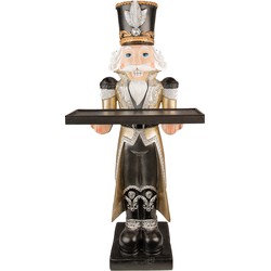 Clayre & Eef Beeld Notenkraker 89 cm Zwart Goudkleurig Kunststof Decoratief Figuur Decoratieve Accessoires Kerstdecoratie voor Binnen