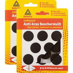 Deltafix Anti-krasvilt - 16x - zwart - 28 mm - rond - zelfklevend - meubel beschermvilt - Meubelviltjes