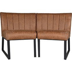 HSM Collection-Eetkamerbank Texas-68x55x88-Cognac/Zwart-Leder/Metaal