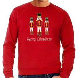 Bellatio Decorations foute kersttrui/sweater heren - Notenkrakers - rood - piemel/penis 2XL - kerst truien