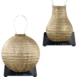Lumiz Solar Buitenlampionnen Monterosso Set - Bulb lampion - Rond lampion inclusief 2 metalen platen - Goud