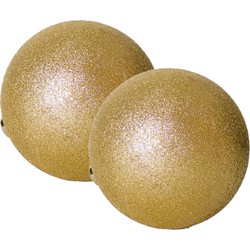2x stuks grote kerstballen goud glitters kunststof 20 cm - Kerstbal