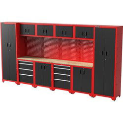 Feistos Gereedschapswand Hoge kast Juno 11 - 46x396x198cm - Zwart/Rood