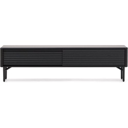 Kave Home - Lenon tv-meubel 2 deuren van massief hout en zwart eikenfineer 200x57 cm FSC Mix Credit