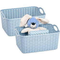 Plasticforte Opbergmand/kastmandje - 2x - 12 liter - ijsblauw - kunststof - 33 x 24 x 21 cm - Opbergmanden