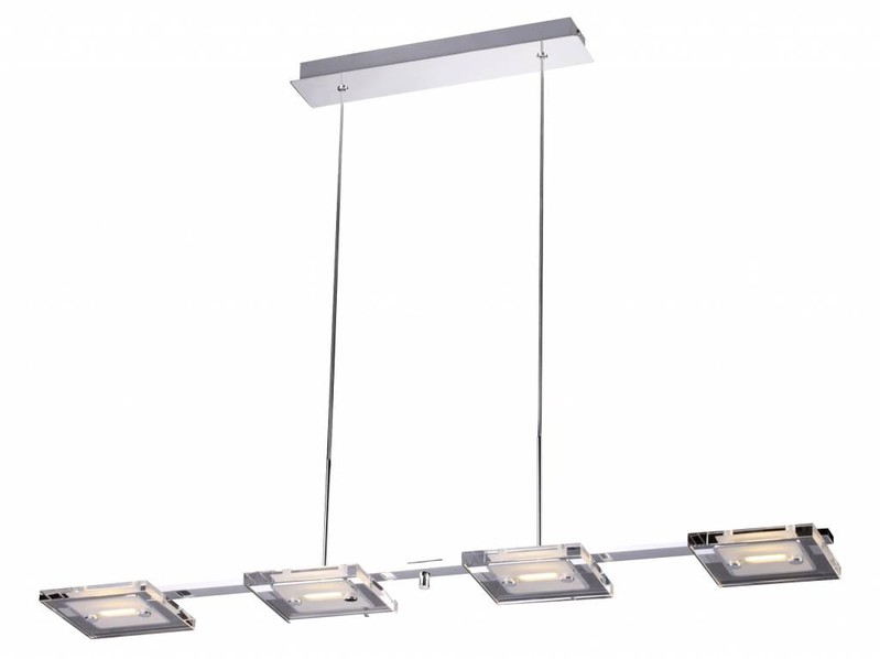 Hanglamp glas LED dimbaar lang chroom 4x4W 945mm - 
