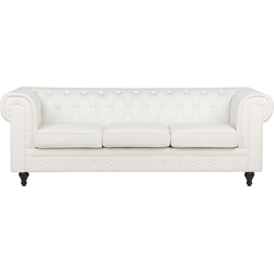 CHESTERFIELD - Chesterfield driezitsbank - Gebroken wit - Polyester