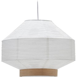 Kave Home - Lampenkap Hila voor plafondlamp van wit papier en natuurlijk houtfineer Ø 55 cm