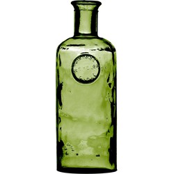 Natural Living Bloemenvaas Olive Bottle - Smaragd groen transparant - glas - D13 x H27 cm - Fles vazen - Vazen