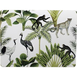 Rechthoekige placemat jungle print wit kurk 30 x 40 cm - Placemats