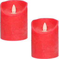 3x LED kaarsen/stompkaarsen rood met dansvlam 10 cm - LED kaarsen