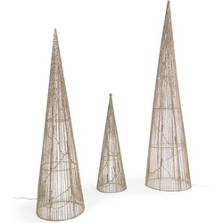 Kave Home - Lichtgevende kerstbomen Marleen set van 3 in goud - 40 cm 60 cm 80 cm