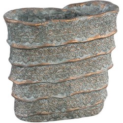 PTMD Sturdy Ovale Bloempot Deco - 30 x 15 x 28 cm - Cement - Grijs