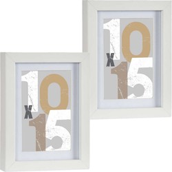 2x stuks houten fotolijst wit geschikt voor een foto van 10 x 15 cm of 13 x 18 cm - Fotolijsten