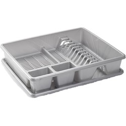 Plasticforte afdruiprek - zilver - kunststof - 48 x 38 x 9 cm - Afdruiprekken