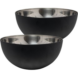 Svenska Living Salade/voedsel serveer schaal - 2x - zwart - 23 x 11 cm - Serveerschalen