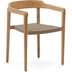 Kave Home - Stapelbare stoel Icaro van FSC 100% massief teakhout met een natuurlijke afwerking en beig