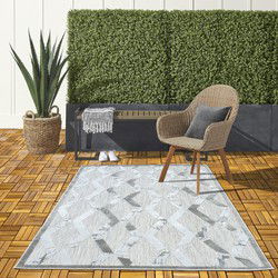 Lilah Indoor & Outdoor Grijs vloerkleed - Geruit - 240 X 340 CM