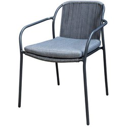 Vedella stackable dining chair without armrests aluminium dark grey/rope dark grey