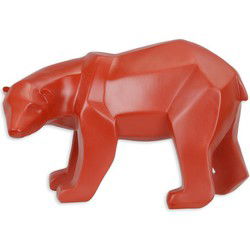 A RESIN POLYGONAL FIGURINE OF A POLAR BEAR, RED