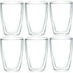 Set van 8x stuks dubbelwandige koffieglazen/theeglazen 400 ml - Koffie- en theeglazen