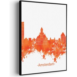 Muurwerken Akoestisch Schilderij - Skyline Amsterdam Watercolor Paint - Geluidsdempend Wandpaneel - Wanddecoratie - Geluidsisolatie - BASIC (AW 0.65) XXL (107X150)