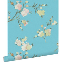 ESTAhome eco-texture vliesbehang kersenbloesems Van-Gogh-blauw - 0,53 x 10,05 m - 148753