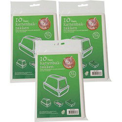 Boon Kattenbak afvalzakken - 30x stuks - wit - 51 x 20 x 46 cm - Poepzakjes